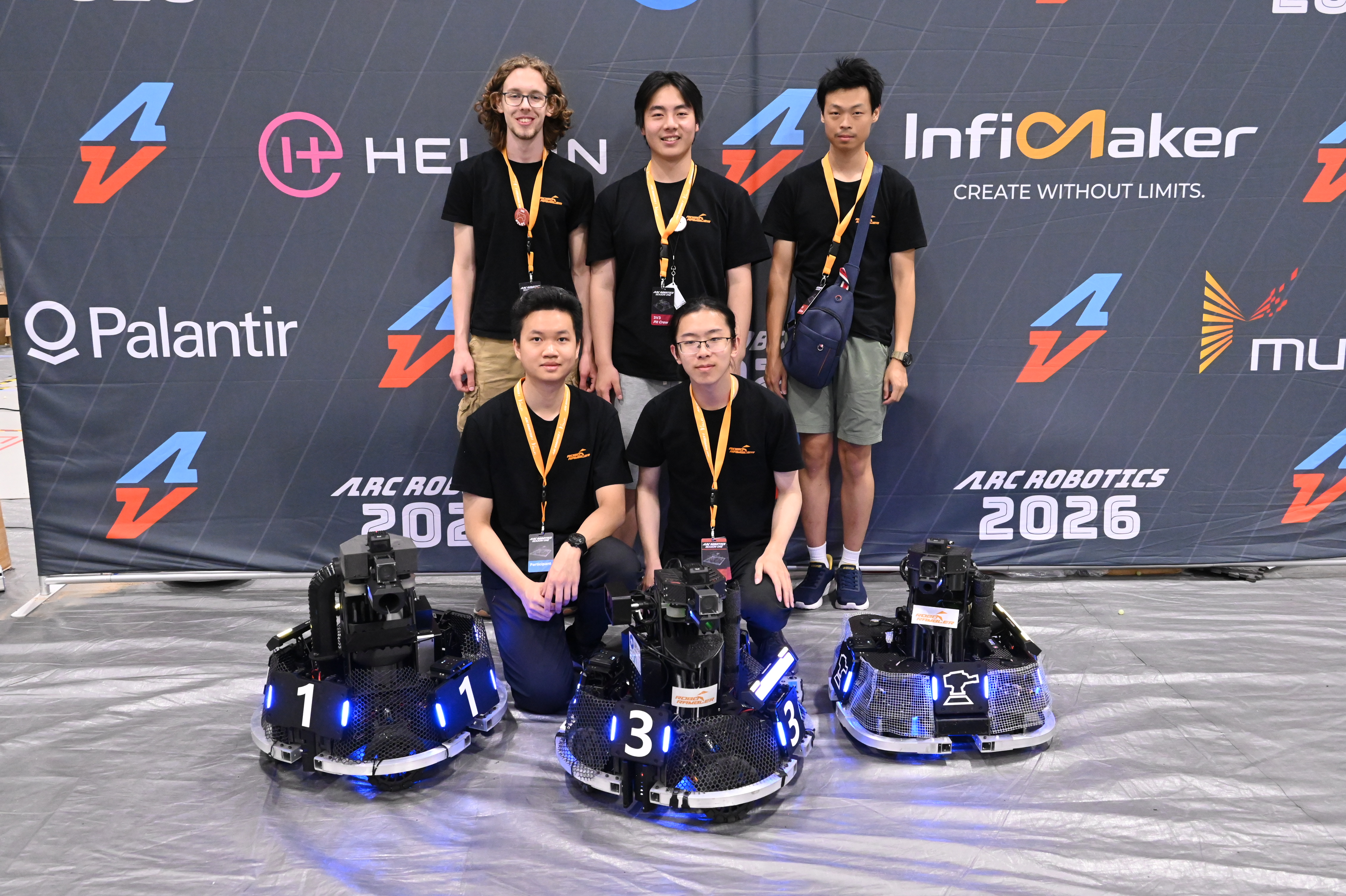 The ARCC 2026 robotics team with its robots