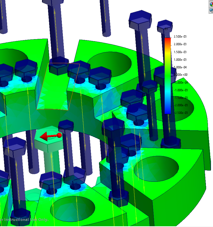 Heated build plate FEA results on bolts
